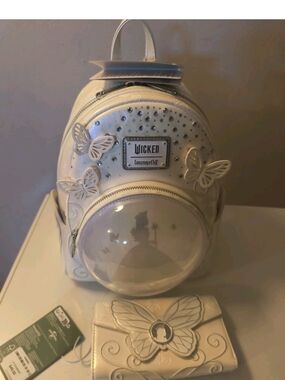 Loungefly White Wicked Butterfly Mini Backpack & Wallet Set